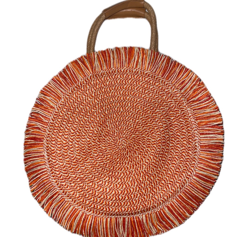 Woven Straw Purse with Fringe